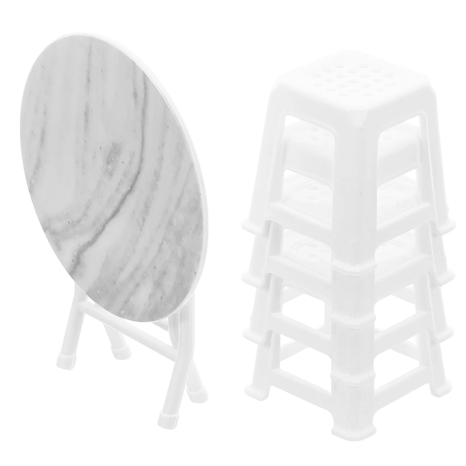 1 セットミニチュアダイニングテーブル椅子セットポータブルデザイン耐久性のあるプラスチック素材インタラクティブな小さな家具レイアウト