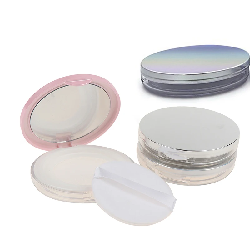 1PC Portable Plastic Powder Box Handheld Empty Powder Pot With Sieve Cosmetic Travel Makeup Jar sifter Container With Mirror