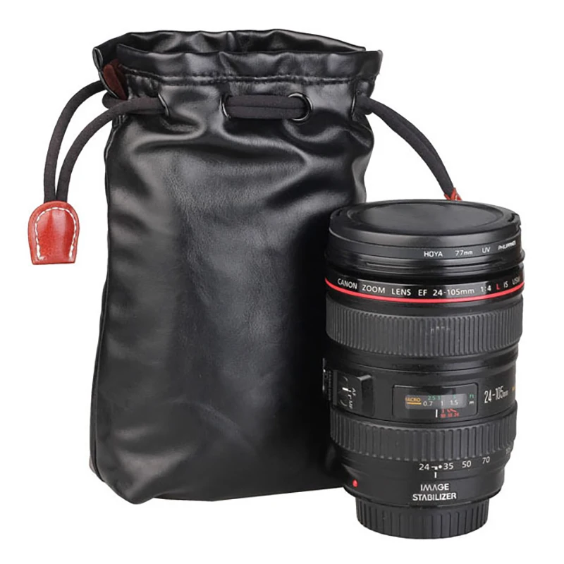 X12A-Soft Shockproof Protective Camera Lens Bag Pouch Cover For SONY Nikon Canon Fuji Olympus PU LENS Bag XL