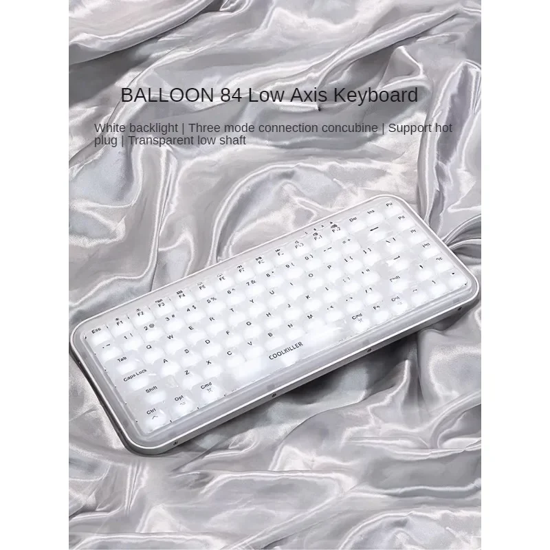 Imagem -02 - Teclado Mecânico Transparente Personalizado sem Fio Hot Swap Office Gaming Luz Branca 3-mode Connection Balloon84 1000hz