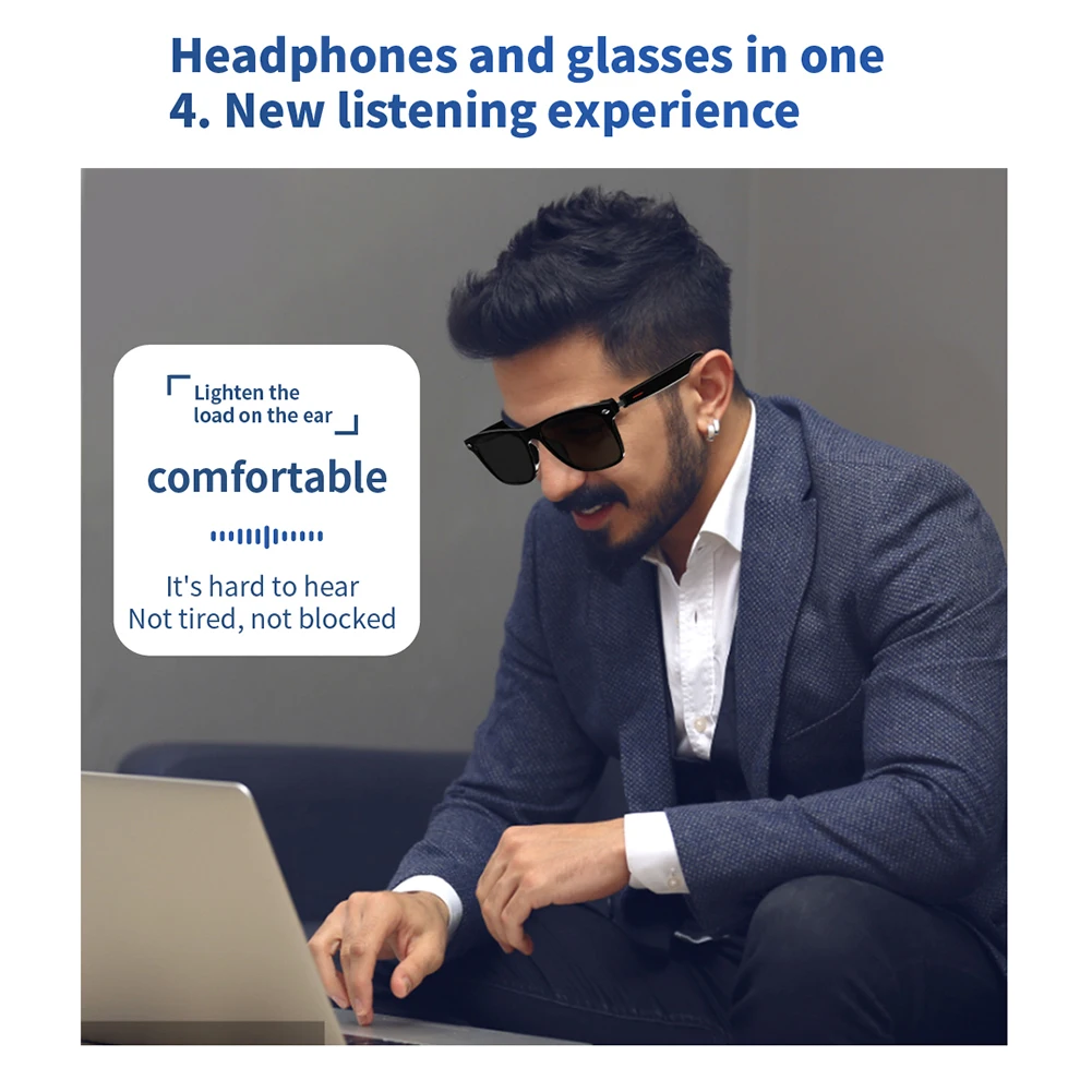 

Smart Glasses AI Voice Assistant Camera Glasses Remote Shooting Outdoor Sport Glasses with Camera Open Ear Sound Mic & Speakers