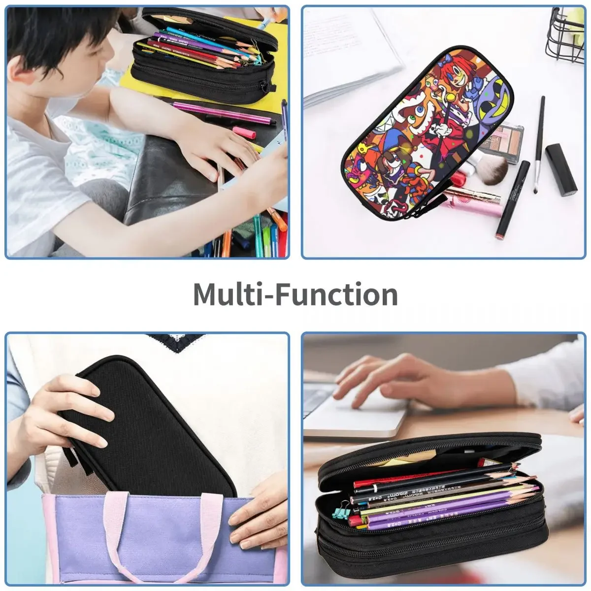 Cartoon Amazing Digital Circus Big Capacity Pencil Pen Case Office College School Large Storage Bag Pouch Holder Box Organizer