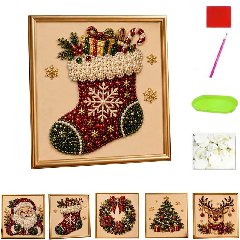 Christmas Pearl Diamond Painting Set 5d Diamond Art For Beginners Diy Special Shape Pearl Gem Crafts For Home Wall Decorat Gifts view 6