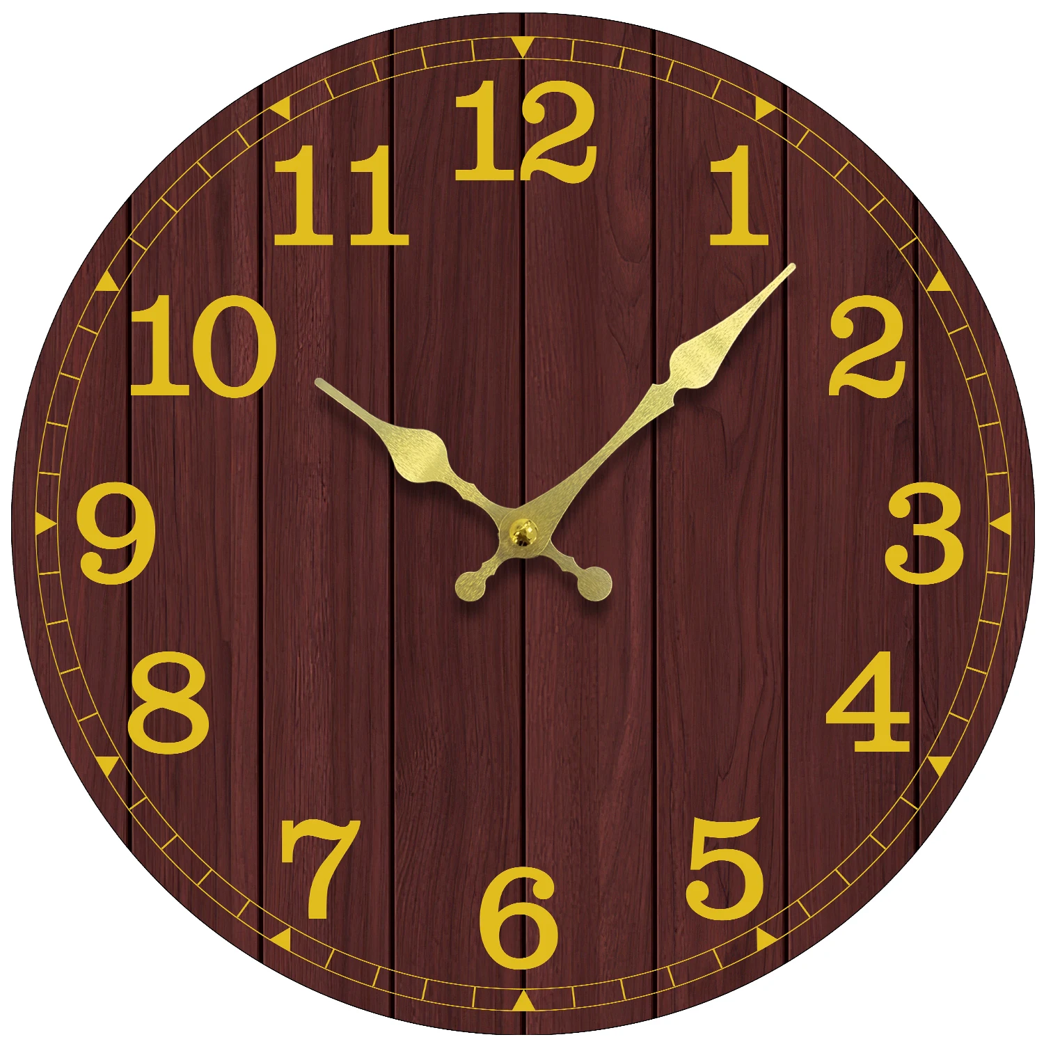 

Vintage Dark Wood Wall Clock Elegant Metal Hands Retro Luxury Decor For Living Room Office Silent Non-Ticking Clock
