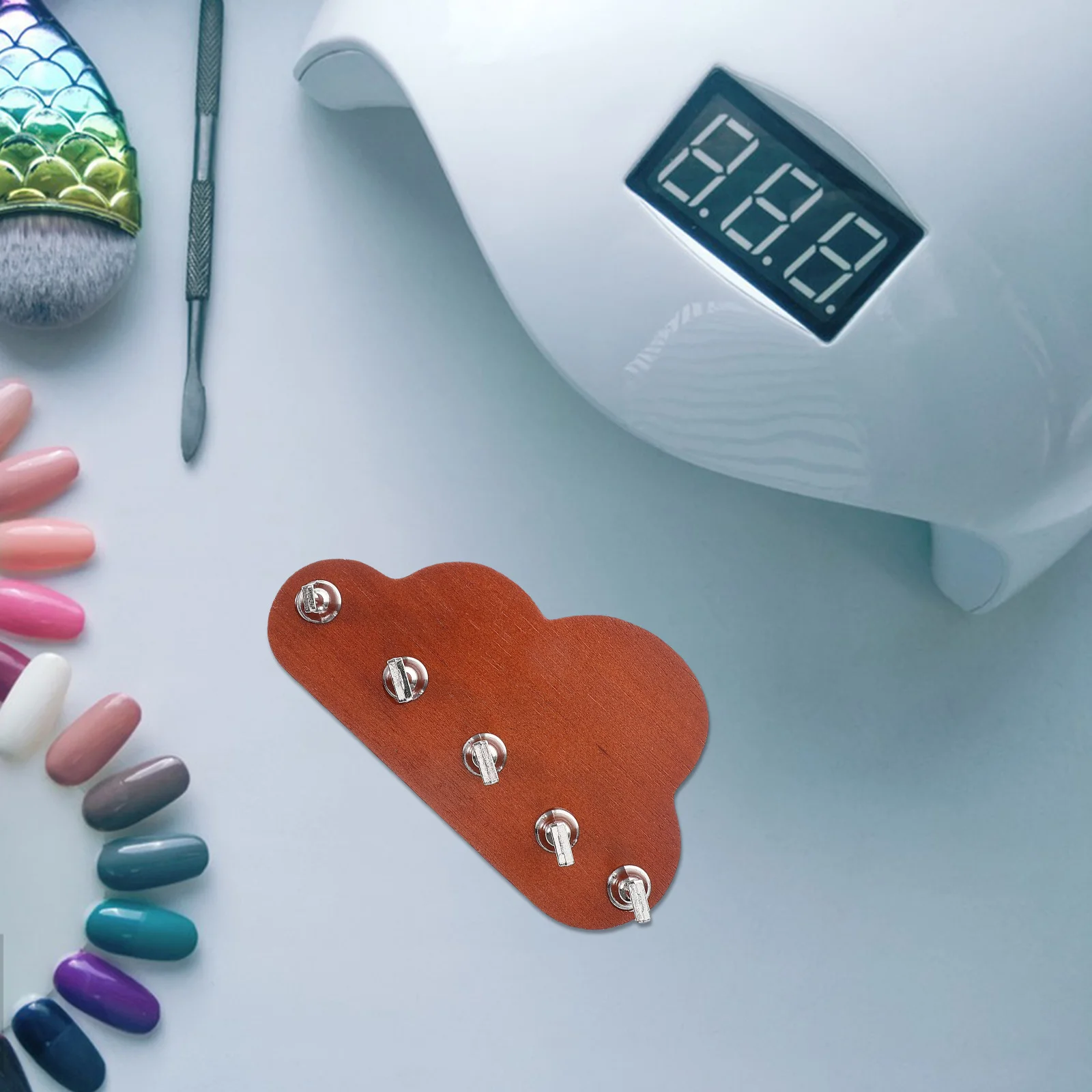 5 قطعة حامل ممارسة الأظافر حامل أكريليك بسيط مع قاعدة خشب الجوز السحابي للضغط على أداة عرض الأظافر #1