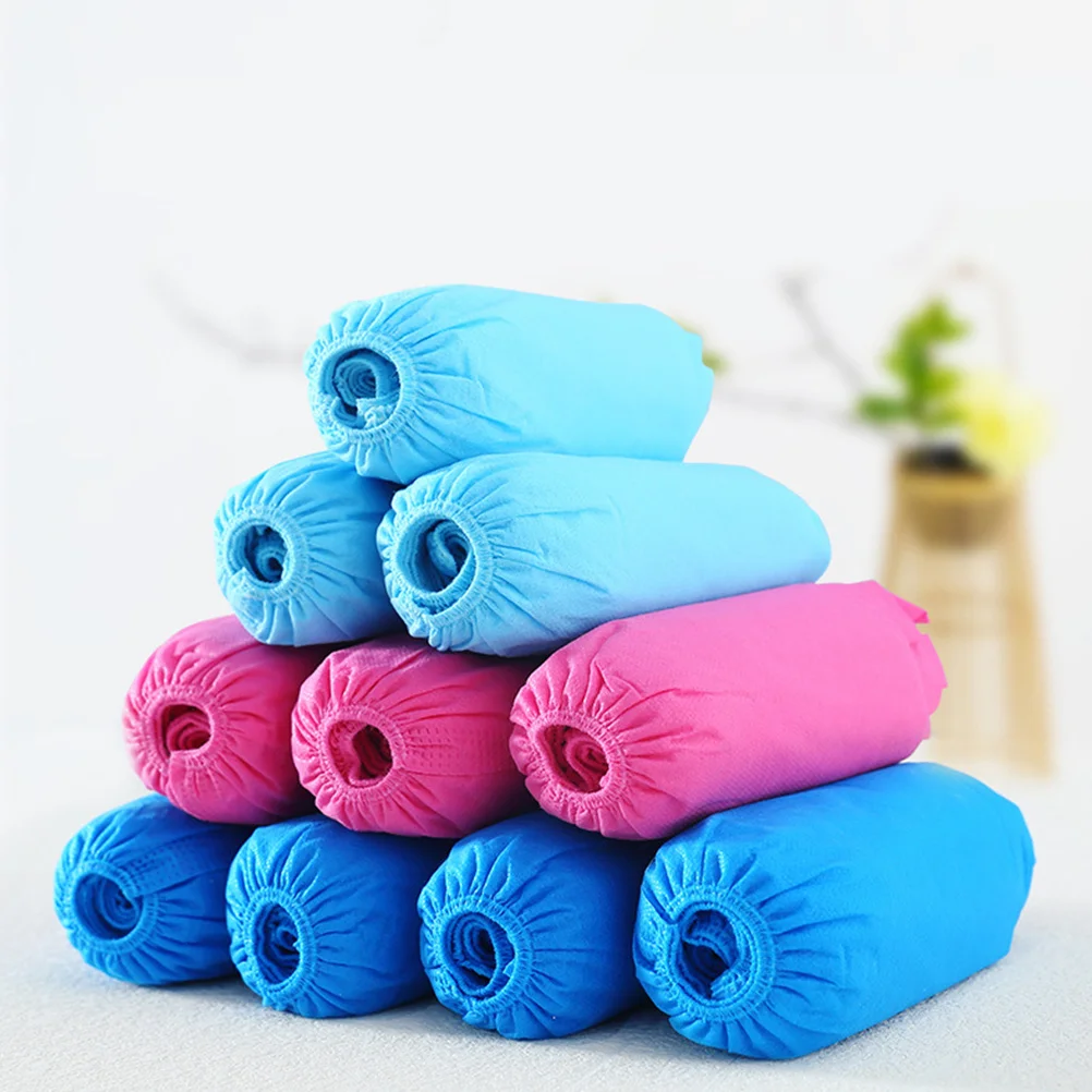 200Pcs Nonwoven Fabric Disposable Shoes Cover Elastic Band Nonslip Breathable Shoe Protector Home Office Travel Use