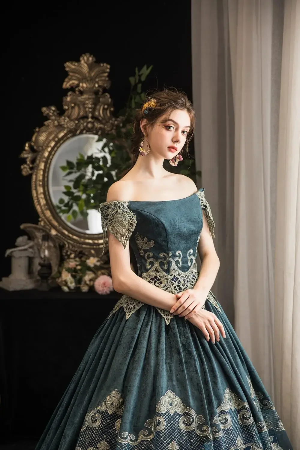 18th Century Rococo Green Royal  Court Dress Retro Baroque Clothing Renaissance Rococo Marie Antoinette Costume Prom Dress