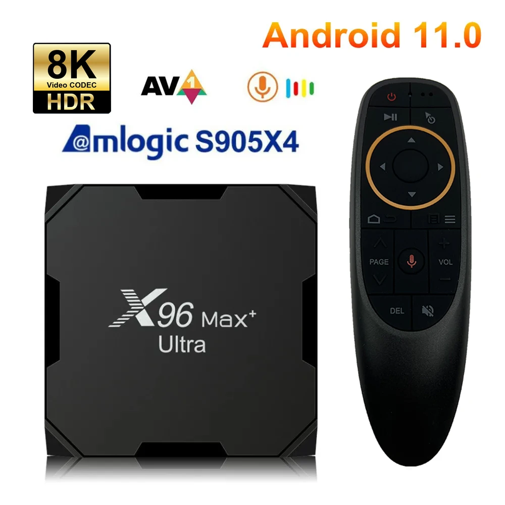 

ТВ-приставка X96 MAX Plus Ultra 8K, Android 11, четырехъядерный Amlogic S905X4, 4 ГБ, 64 ГБ, AV1, медиаплеер с двойным Wi-Fi, BT, HDR 10, быстрая телеприставка