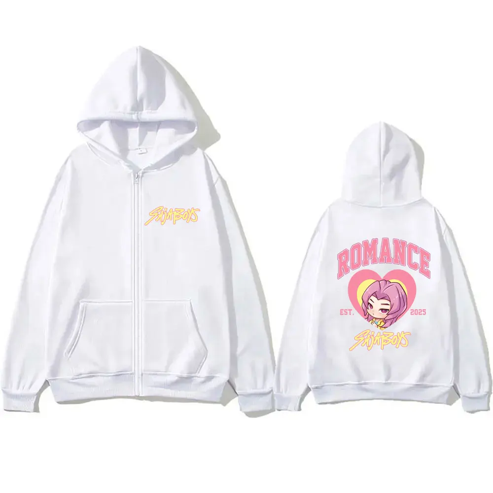 Kpop Demon Hunters Zipper Hoodie Cute Kawaii Saja Boys Print Zip Up Hoodies Men Women Fashion Cartoon Trend Oversized Streetwear