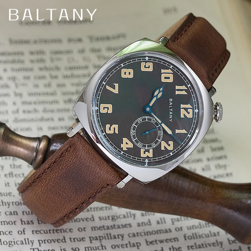 Baltany Dress Watch Man S4071 Stainless Steel Manual Winding Mechanical Wristwatch Sapphire AR Crystal 1921 Retro Homage Watches