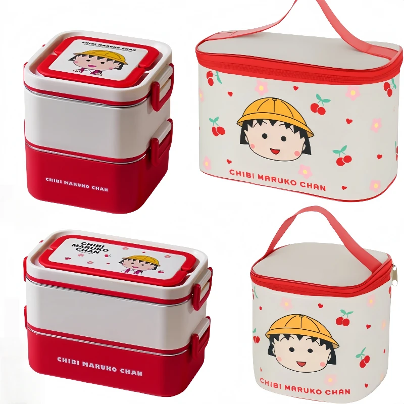 

Chibi Maruko-chan Stainless Steel Bento Box with Compartments - Microwave Safe Insulated for Office Workers Anime Holiday gifts