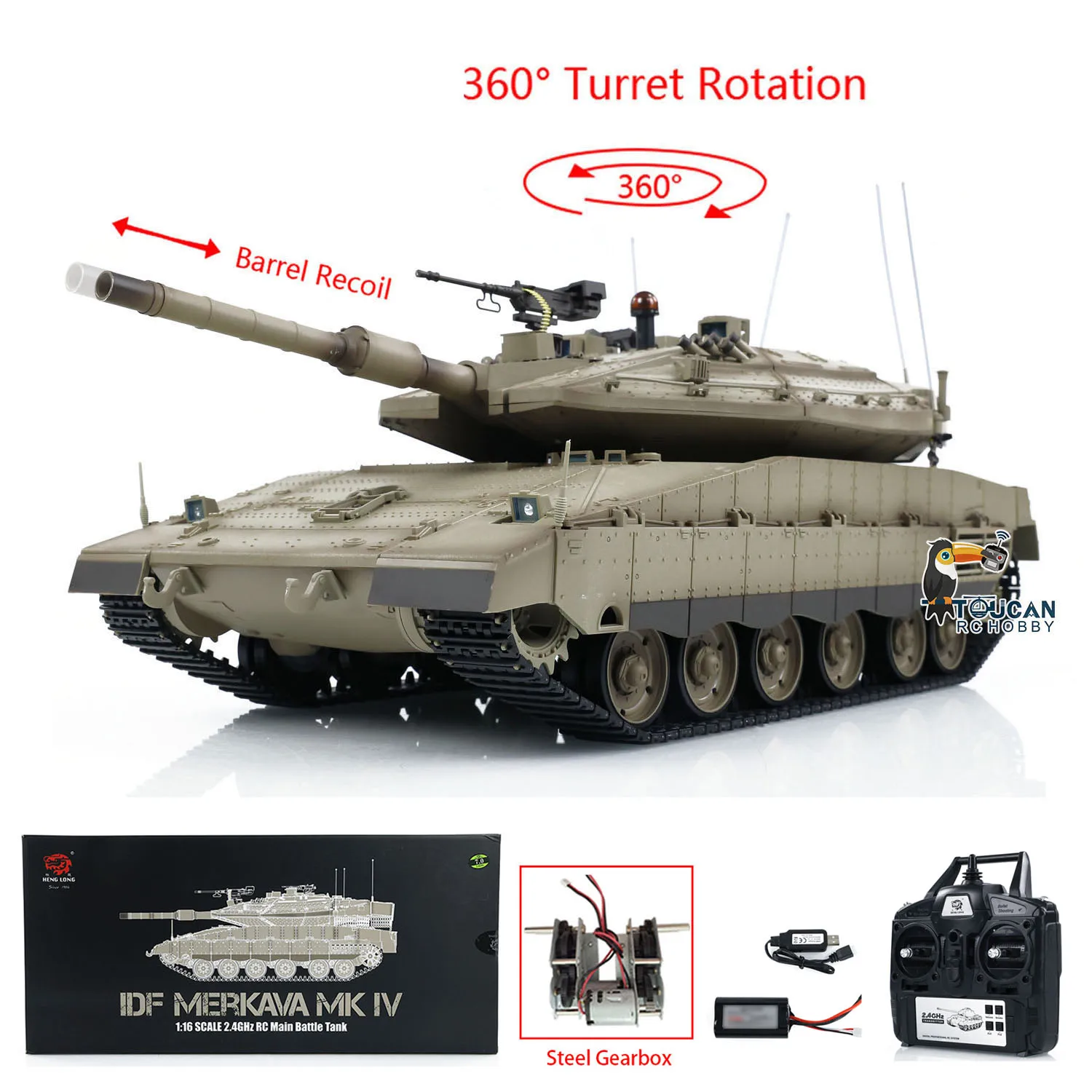 

1/16 HL RC Tank 3958 IDF TK7.0 Merkava MK IV Металлическая ведущая коробка передач Танки Модель Армейские игрушки для мальчика BB Pellet Динамик Световая система