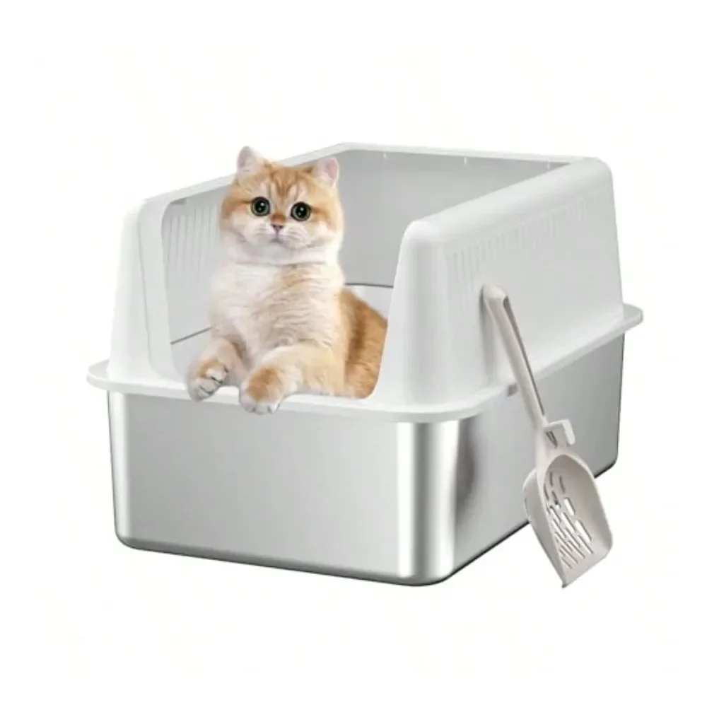 

Cat Litter Box Litter Box Cat AccessoriesSteel Cat Litter Box With LidXL 19.7 L X 13.8 W X 11.8 H Deep Large Metal Litter Box Wi