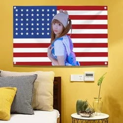 Haerin Flag Banner 3×5FT Tapestry Printed Bedroom Dorm Decoration Aesthetics Wall Hanging Background Cloth Sofa Blanket