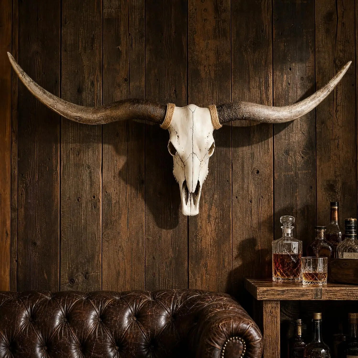 72-Inch Resin Wall Sculpture, Longhorn Cow Skull Wall Art, Western Home Decor