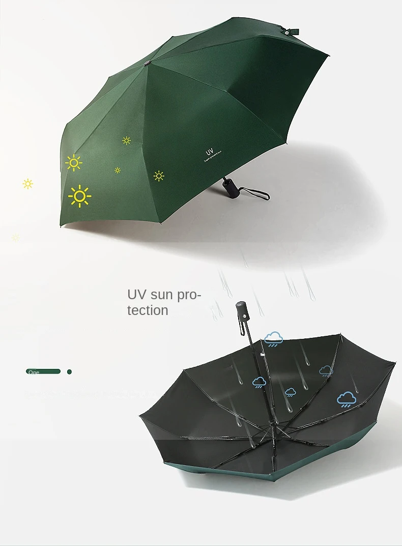 Automatischer, hochwertiger Regenschirm mit 8 Rippen – One-Touch-Öffnen/Schließen, kompaktes, faltbares Design für Männer und Frauen, Marineblau und Schwarz, Business & – Detail 8