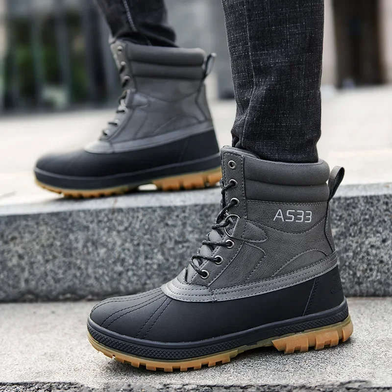 Plus Size 47 Outdoor Men Boots Winter Snow Boots for Men Training Work Boots Waterproof Slip-Resistant Keep Warm Winter Shoes