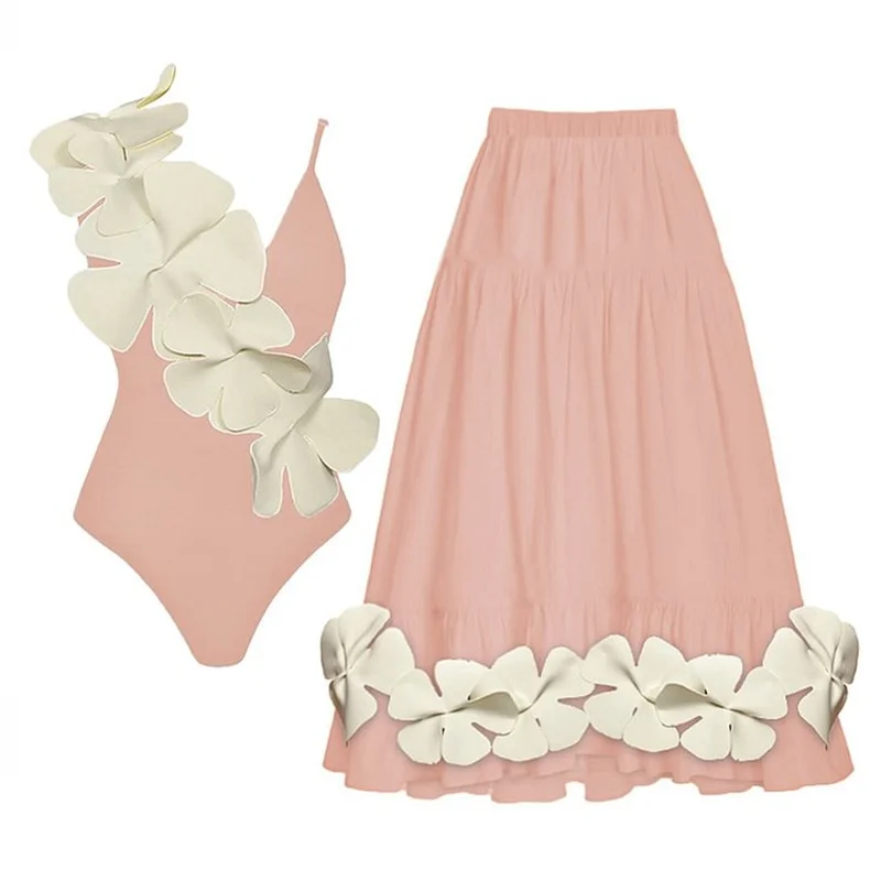 

Новинка 2023, однотонный цельный купальник на бретельках, женский купальник с цветочным принтом Hot Spring Vaion, фиксированная накладка на грудь ort Sve