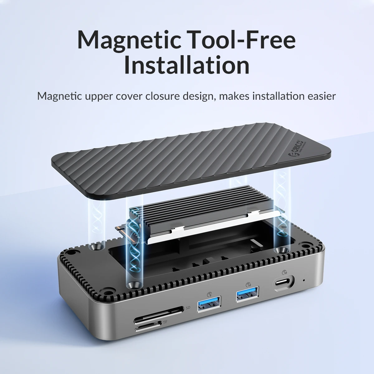 Imagem -06 - Orico Hub Docking Station com Gabinete Ssd M.2 Usb c 10gbps pd 100w Rj45 sd tf 4k 10 em Dock Station para Laptop Macbook Pro