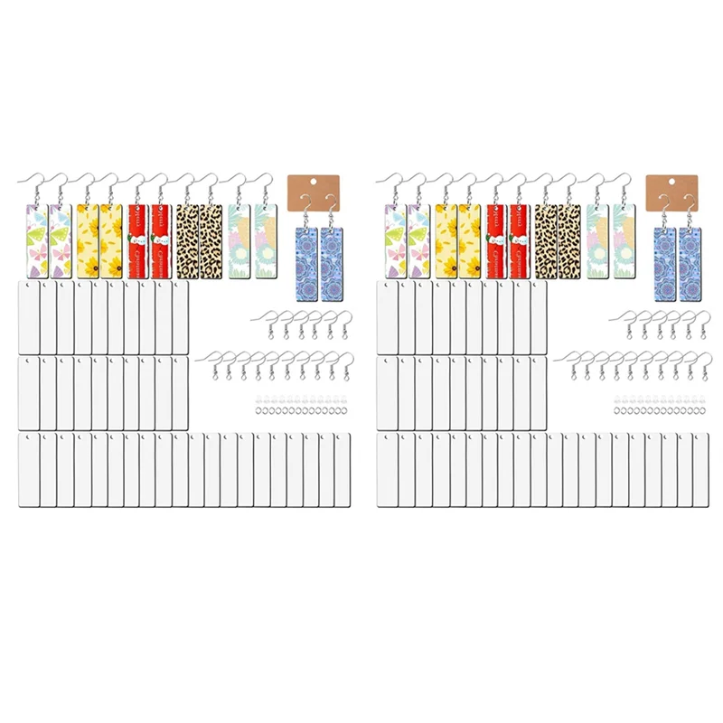 

CYL-100Pcs Sublimation Blank Earrings Rectangular, Heat Transfer Earring Pendant With Earring Bags, DIY Making Sublimation