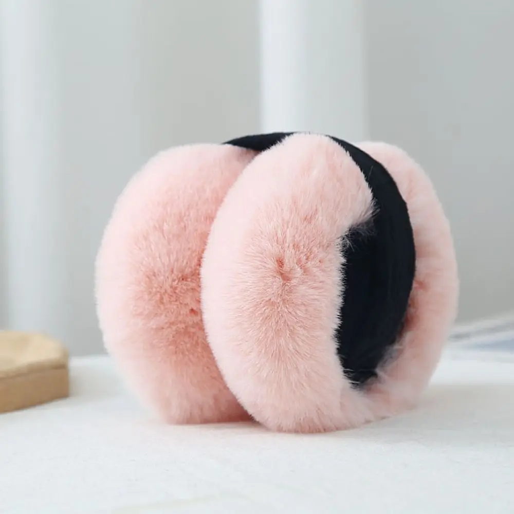 Warm Adjustable Faux Fur Earmuffs Foldable Thermal Lining Ear Warmers Soft Fluffy Ear Covers Winter Outdoor
