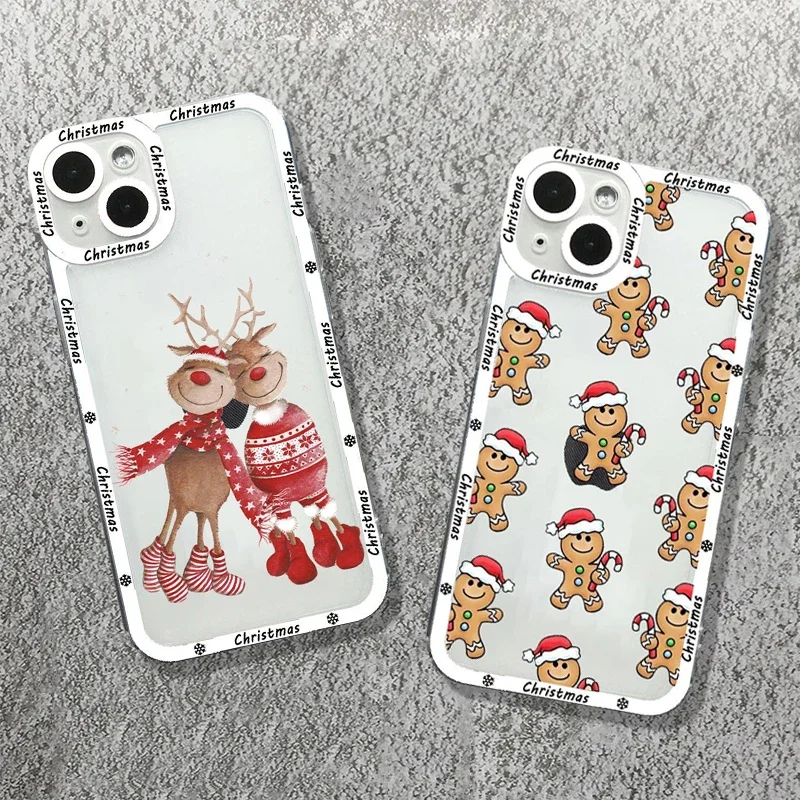 New Year Gifts Snow Elk Merry Christmas Phone Case for iPhone 16 15 14 Pro Max 13 12 11 Pro XS XR X 7 8 Plus SE2 16 Plus Cover