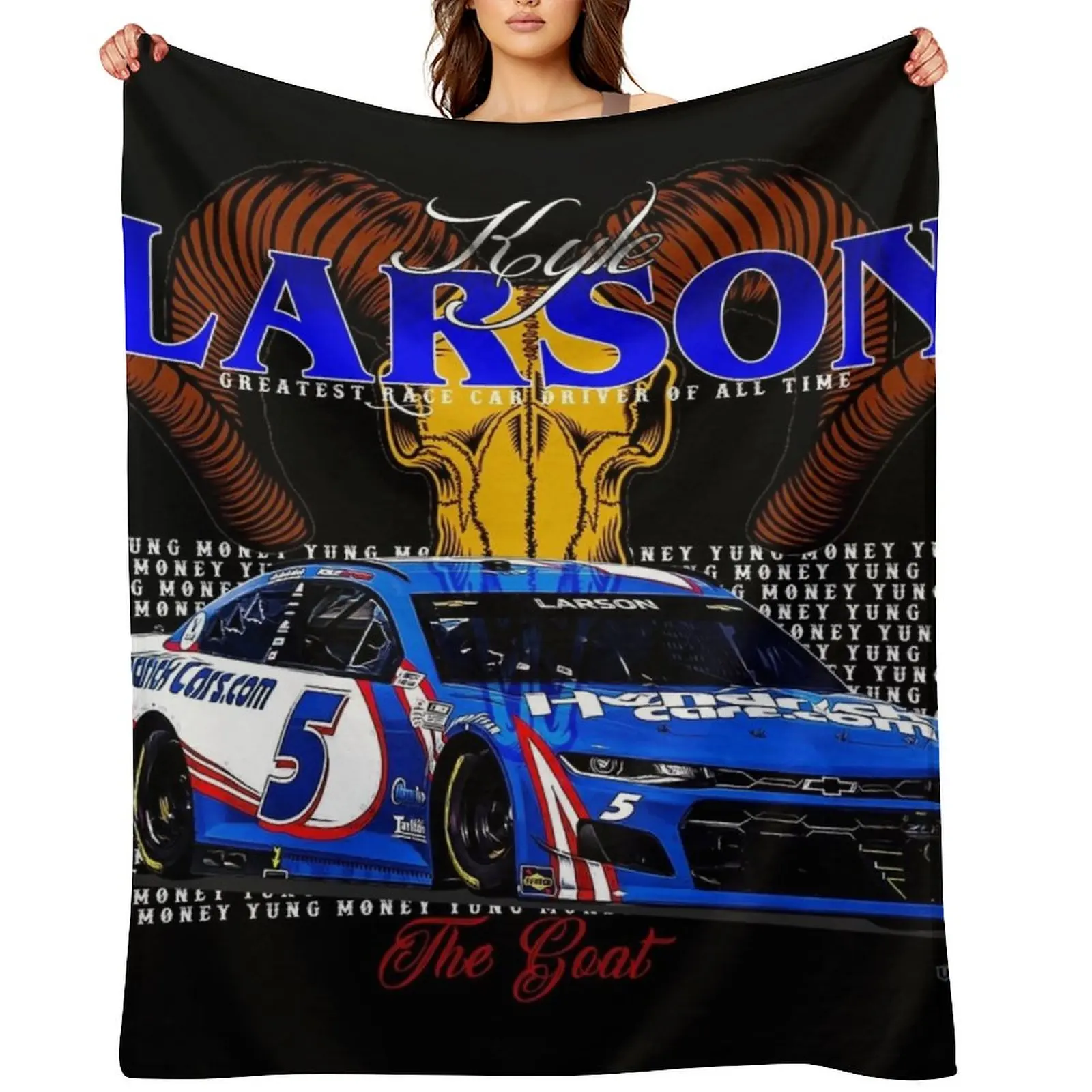

The GOAT Kyle Larson Throw Blanket Summer Beddings Cute blankets and throws funny gift Blankets