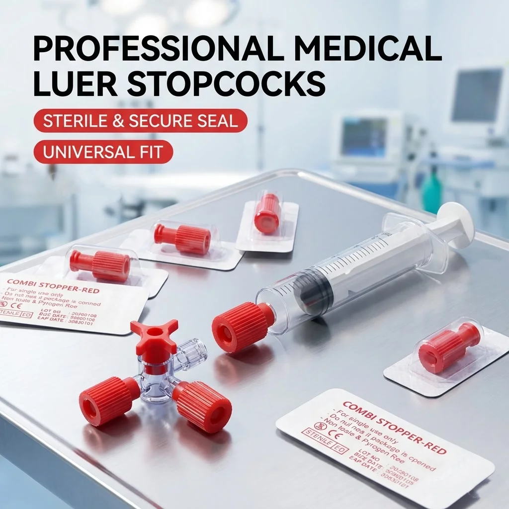 

Стерильные комбинированные пробки Луер-Лок, одноразовые медицинские пробки для шприцев, трехходовой клапан, 100 шт./упаковка, прецизионные красные заглушки-колпачки с резьбой