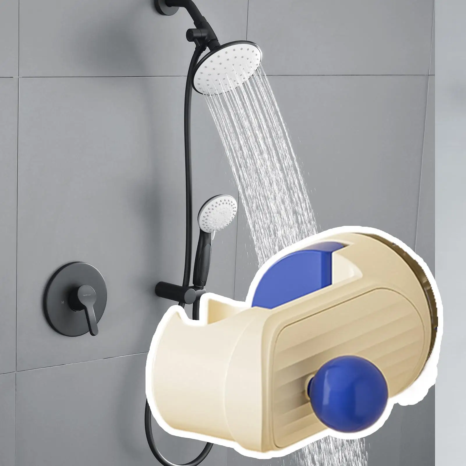 

Держатель насадки для душа без дрели, кронштейн для насадки для душа, регулируемый держатель, водонепроницаемое крепление для распылителя, стеклянная насадка, настенная ванная комната, мрамор