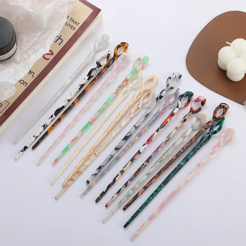 New Acetate Chinese Style Hairpin Girls Fried Dough Twists Curly Hairpin Long Hair Temperament Beauty Modeling Hair Accessories