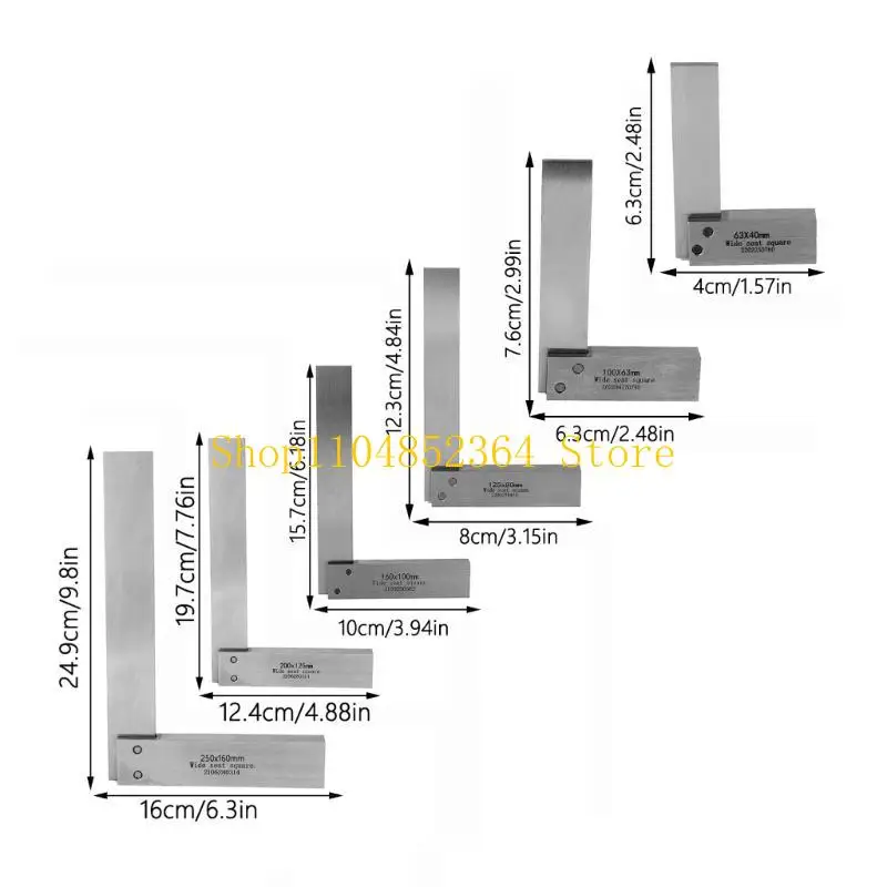 652F Mechanical Engineer Angles Ruler Machinist Square L-Type Measure Tool Wide Base Square Tool 90 Degree Wide Seats Square