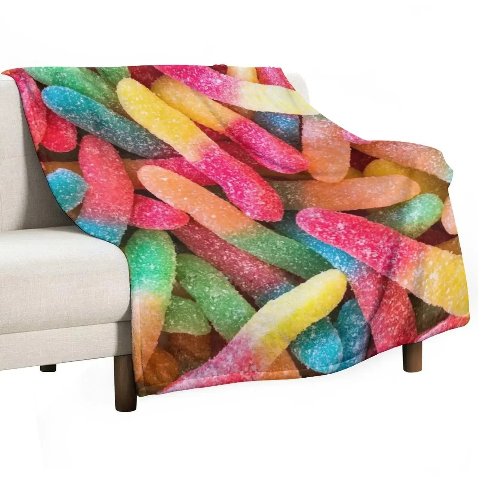 

Gummy Worms Throw Blanket Warm Plush Fuzzy Blanket for Living Room