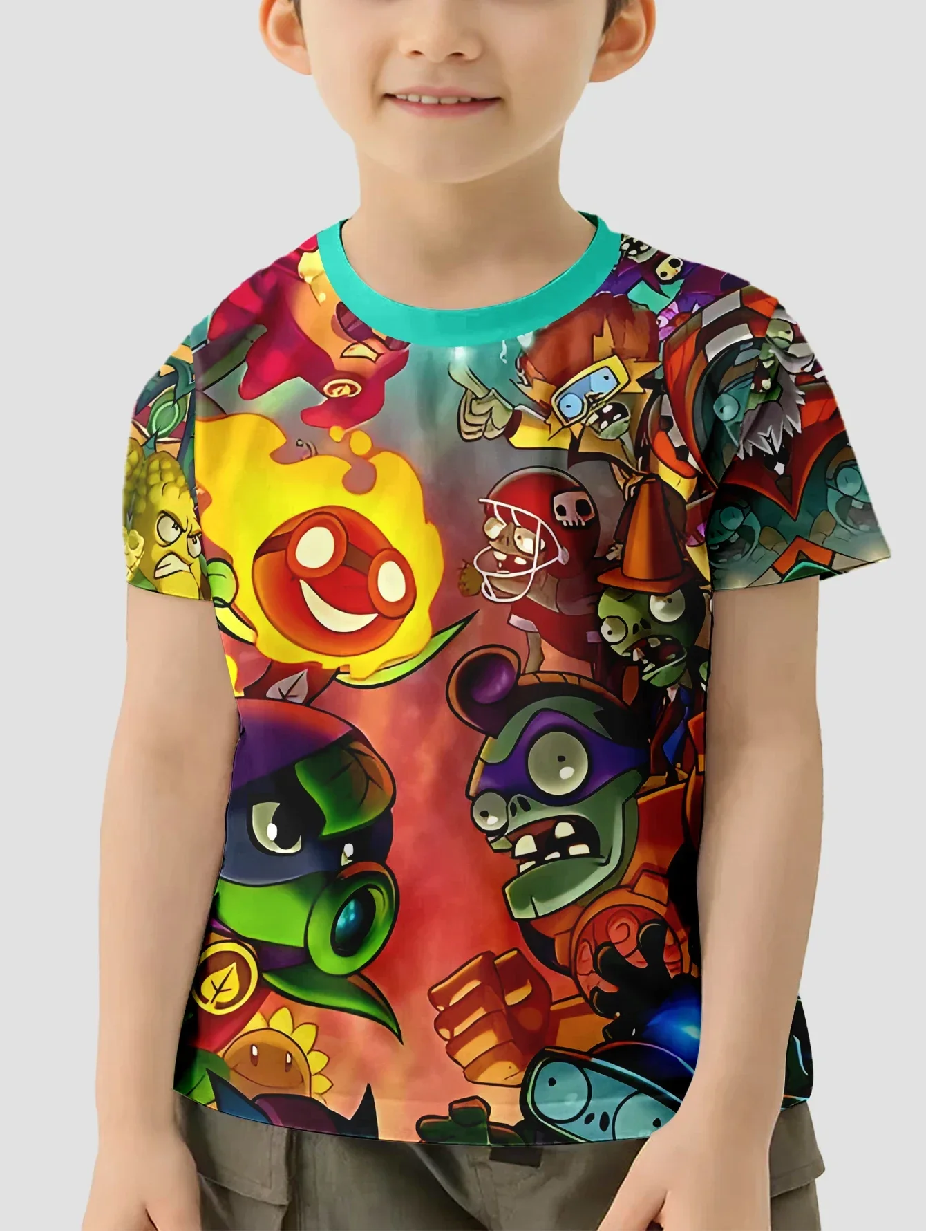 ثلاثية الأبعاد طباعة الساخن لعبة النباتات مقابل الكسالى ملابس الطفل 5 إلى 14 سنة الذكور الملابس في الهواء الطلق للأطفال صبي فتاة الطفل تي شيرت