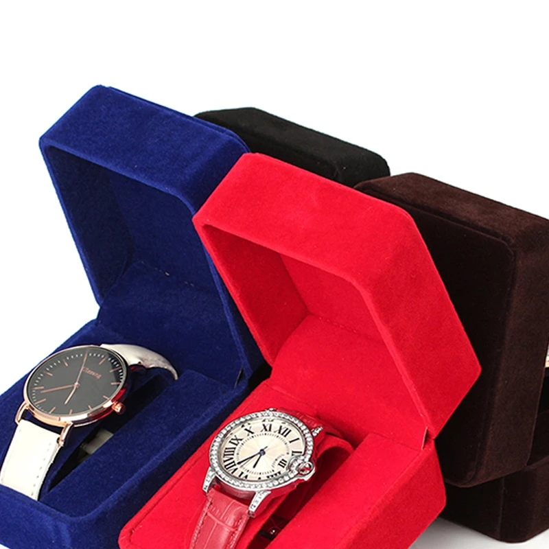 

Watch Box Fashion Velvet Round Corner Smartwatch Clock Storage Case Business Packaging Boxes Jewelry Accessories