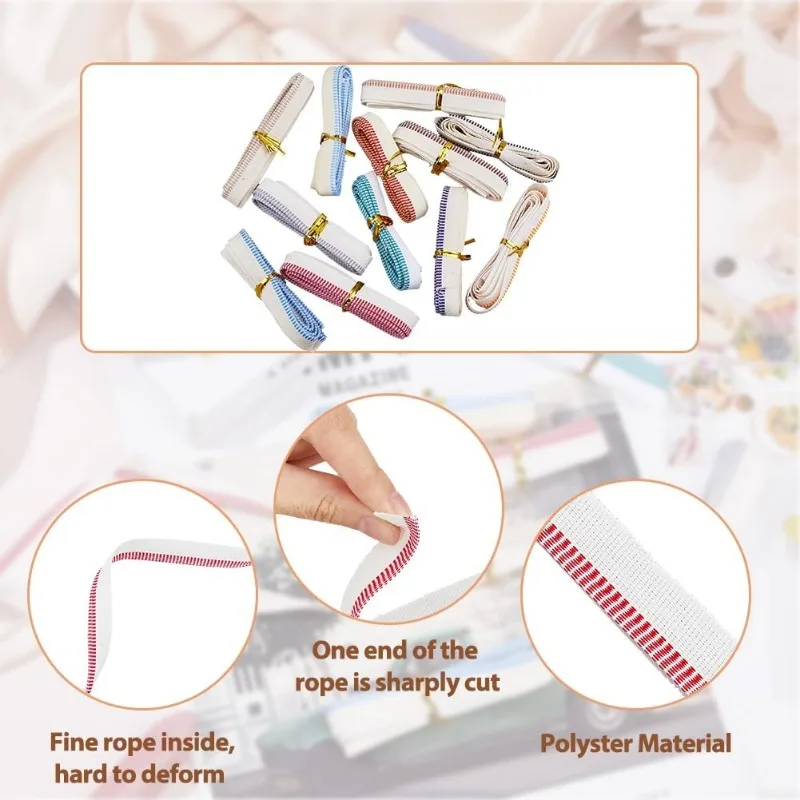 Livro Encadernação Fita De Algodão, Endbands Encadernação, Endbands Encadernação, 12 Cores, 12Pcs, 1,5 Quintal por PC