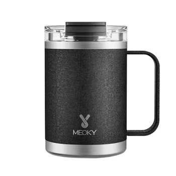 Meoky 손잡이가 달린 사무실 컵, 스테인레스 스틸 텀블러, 여러 가지 빛깔의 커피 누출 방지 단열 물병, 음료수 컵 2 개, 14oz