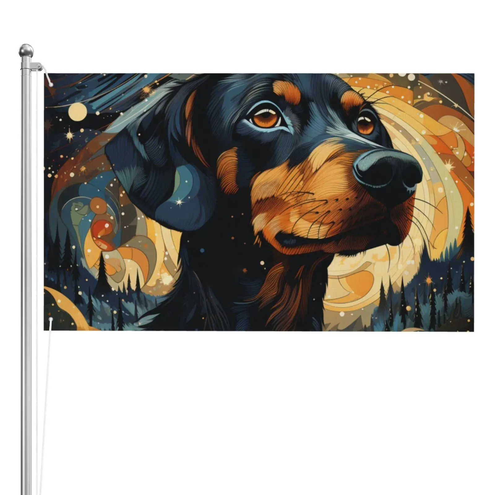 Dachshund Dog Cool Art  Sided Flag 3x5FT Reversible Garden Outdoor Decor