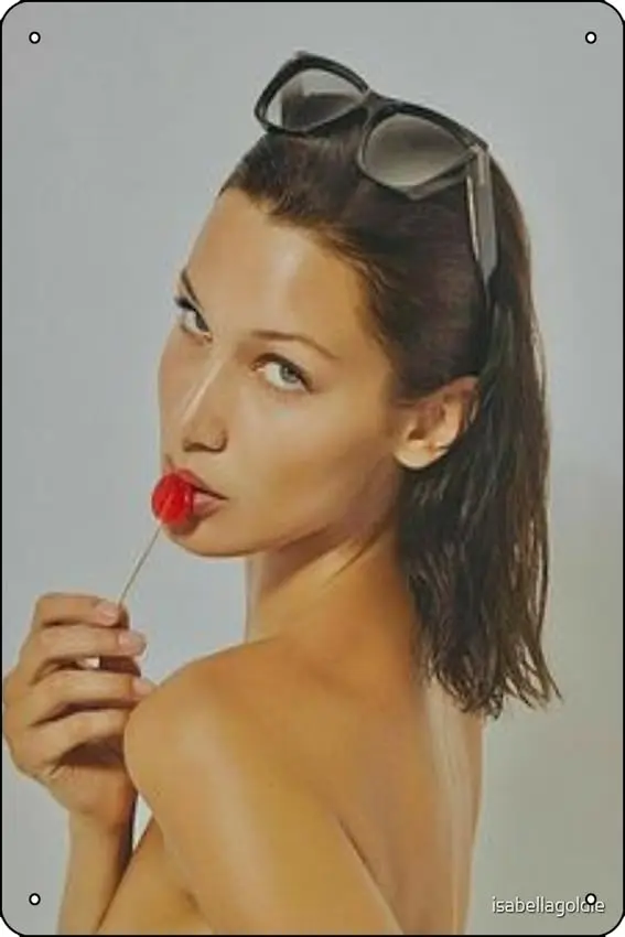 bella hadid Art Print Funny Metal Tin Sign for Home Kitchen Bar Room Garage Decor 