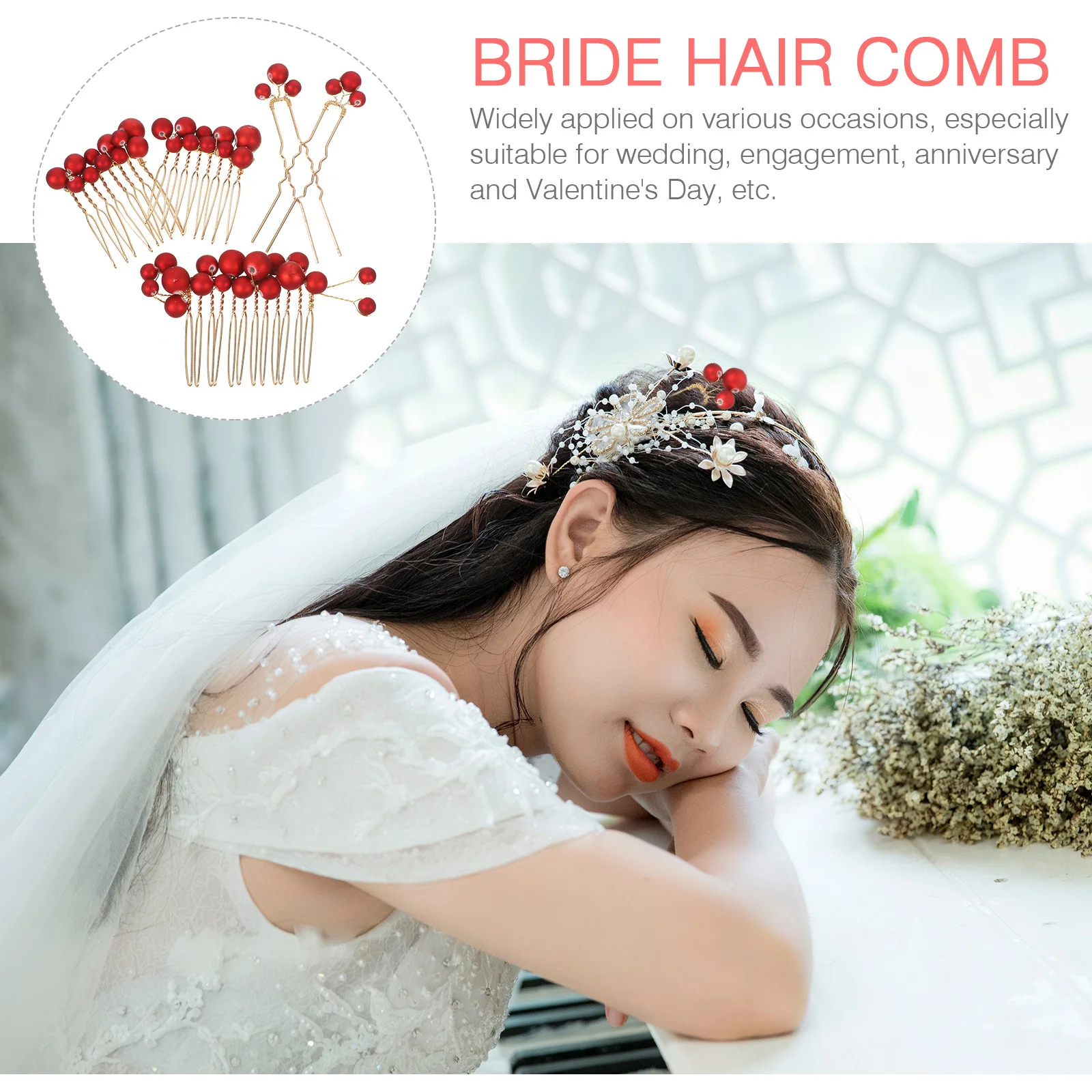 

1Set Wedding Bridal Hair Accessories Pearl Hair Comb Elegant Hairpins for Bride Party Hairpieces U Shaped Hairpins