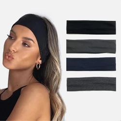 4PCS Elastic Cotton HairBand Fashion Headbands for Women Men Solid Running Yoga Hair Bands Stretch Makeup Hair Accessories