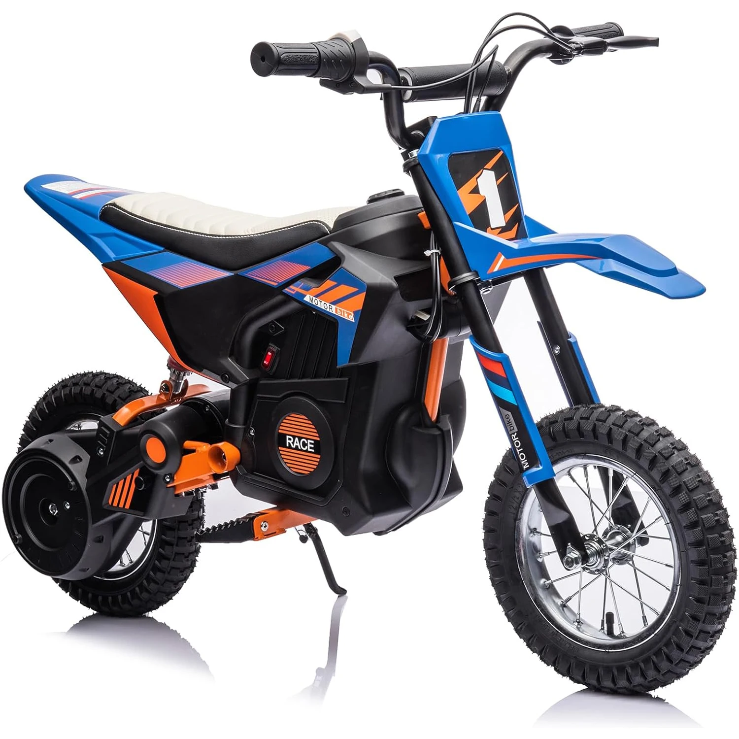 Bici da cross elettrica 24V 250w per bambini 8-14, fino a 13,6 MPH (22 km/h) Motocicletta elettrica con motore fuoristrada con sospensione a molla