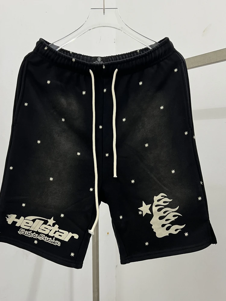 

Высококачественные винтажные американские спортивные брюки с принтом Hell Star, мужские свободные спортивные брюки, антибактериальные повседневные летние брюки прямого кроя
