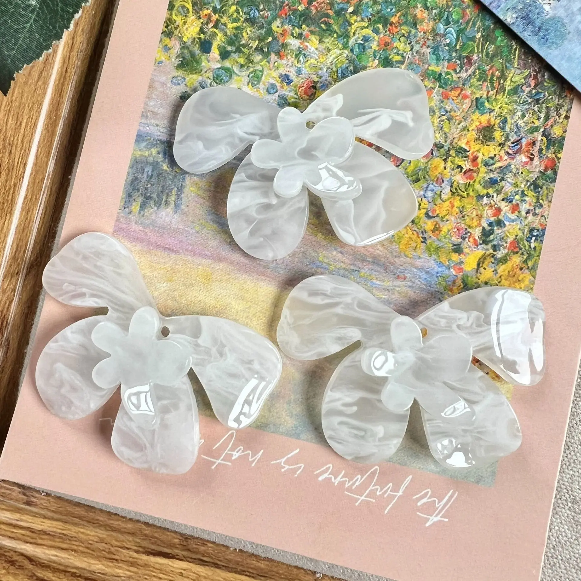 

10pcs Handmade Transparent Pendant Charms Flower Acrylic Necklace Earring Jewelry Pendant Connectors Diy Jewelry Making Findigns