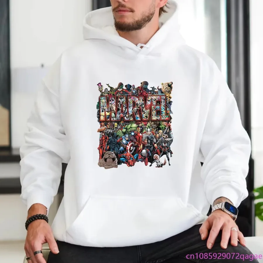 سويت شيرت بقلنسوة مطبوع عليه Marvel Superhero Combo لجميع المواسم، قميص رياضي كاجوال عالي الجودة للرجال في الهواء الطلق