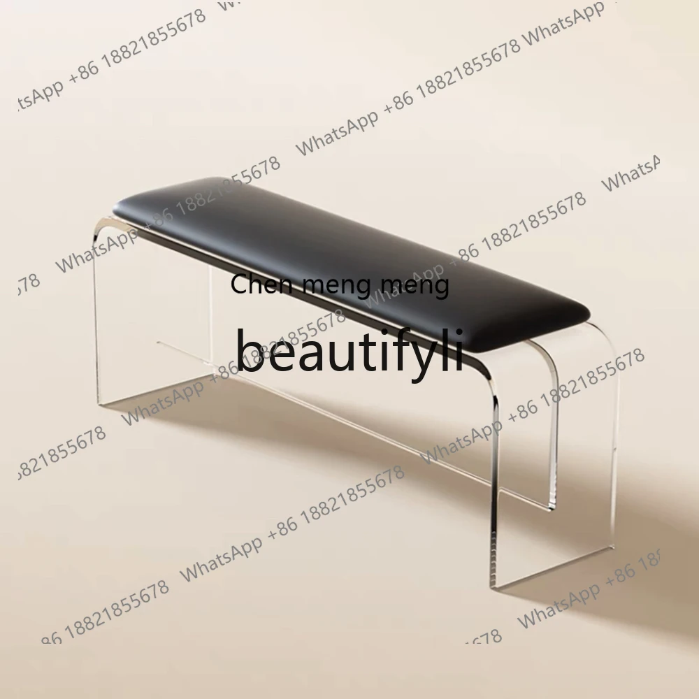 

Leather acrylic minimalist living room dining table bench household living room entrance shoe change stool transparent bench H