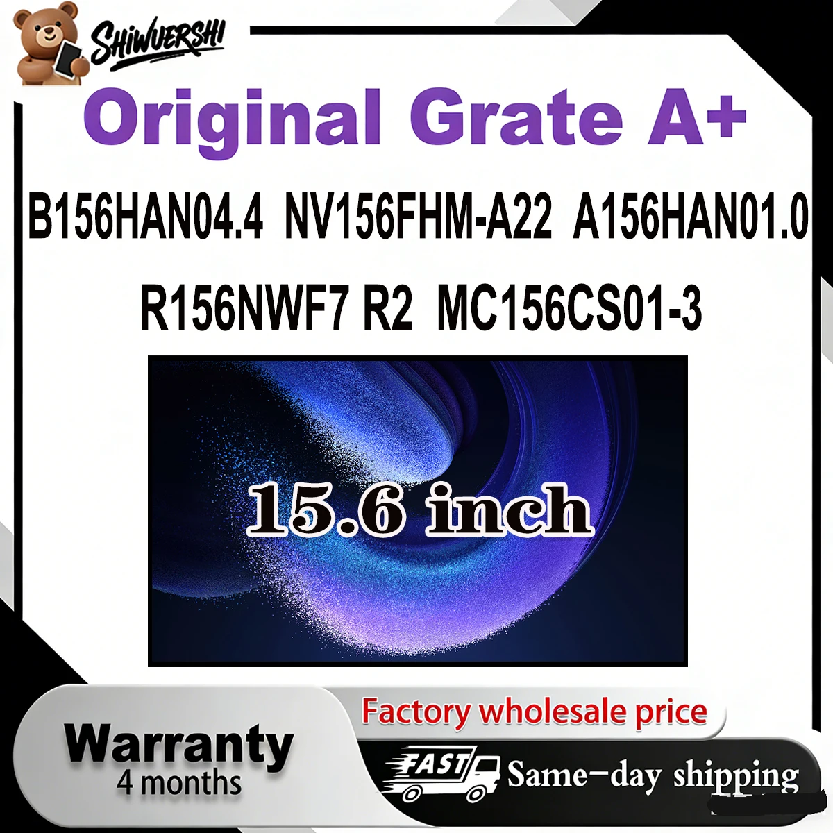 

Original New A+ 15.6 inch Slim Laptop Lcd Screen Panel MC156CS01 3 R156NWF7 R2 A156HAN01.0 NV156FHM A22 B156HAN04.4 60Hz