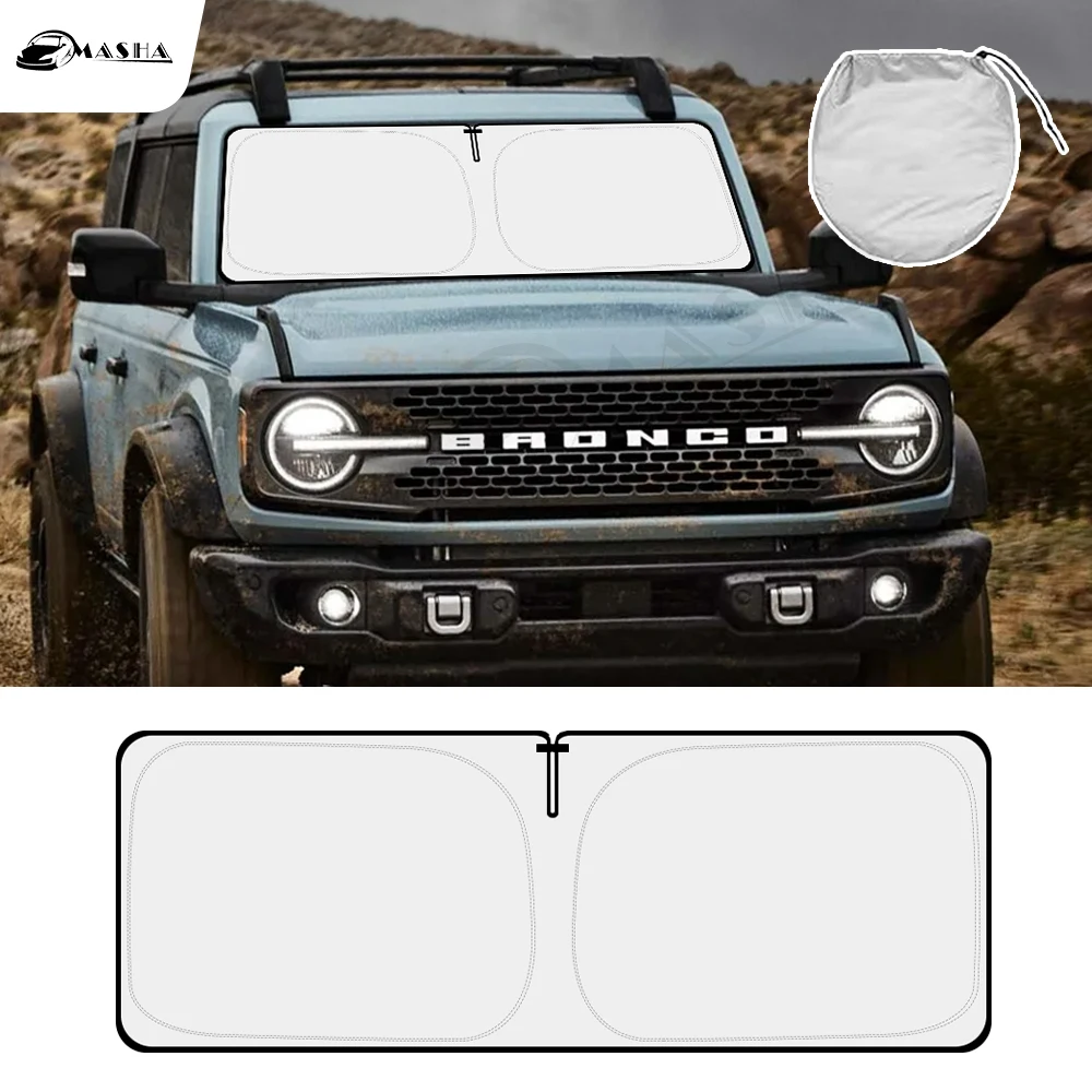 

Car Windshield Sun Shade For Ford Bronco 2021 2022 2023 Window Sunshade 2/4 Door Sun Visor Protector Foldable Shades Accessories
