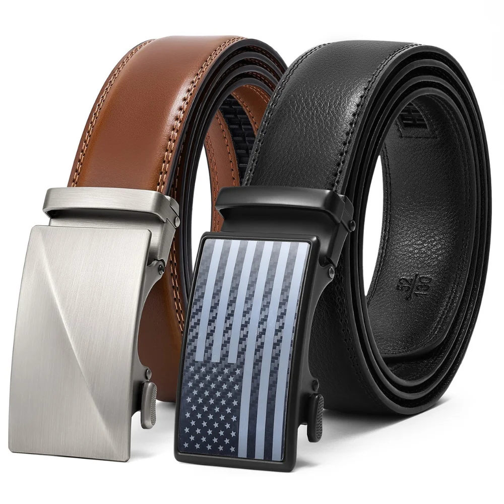 2 Pack Ratchet Belts for Men, Men Belts for Casual Business Dress Belt