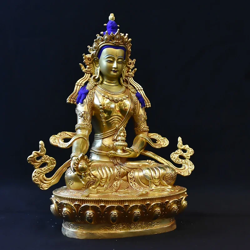 Xiangruige Tibetan Kizang King Bodhisattva Tantra ornament full gilt 7-inch pure copper peace Buddha statue