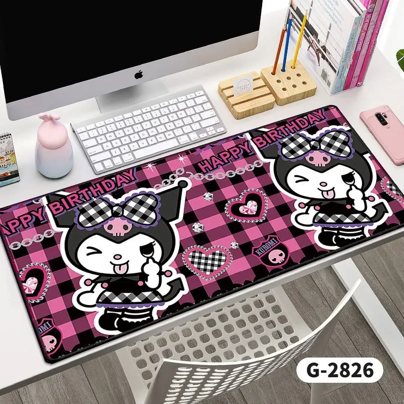 Sanrios Kuromi Mouse Pad kawaii Anime Cartoon Large Rubber Locking Edge Big Computer Large XXL Mousepad Laptop Desk Table Mat